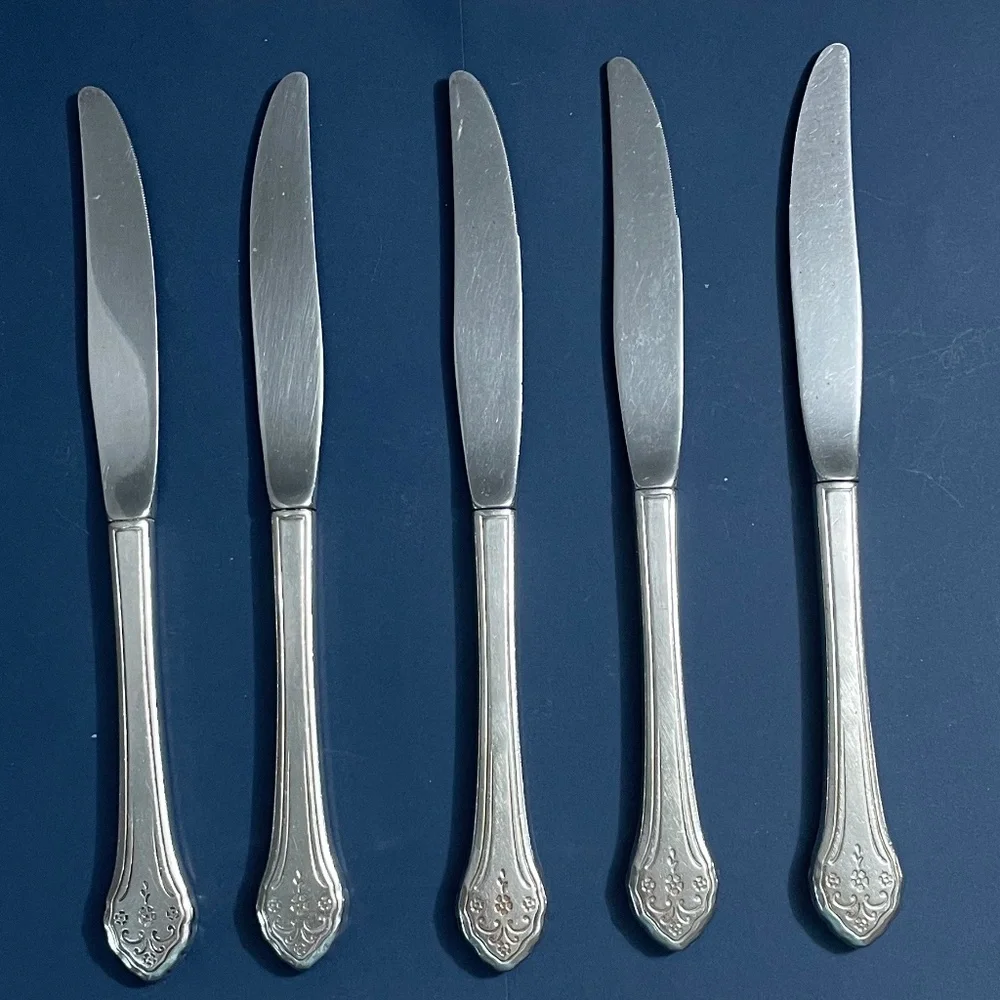 Vintage Oneida Profile Flatware Lakewood Pattern 5 Dinner Knives Stainless